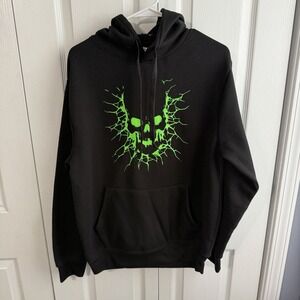 Buffalo Outdoors Black Green Skull Shatter Face Hoodie Men's Size Medium‎ Grunge